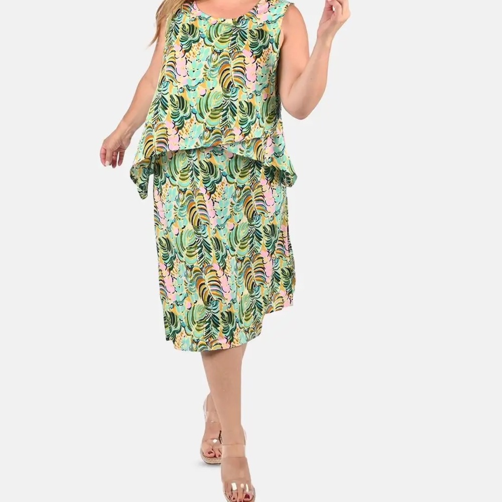 GREENE LEAF PRINTED DRESS💕